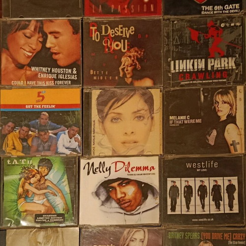 Pop CD collection used, 19 singles and 7 albums