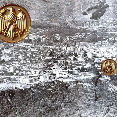 Edessa aerial photograph used, 1950s, 46 x 23.5 cm