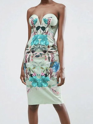 Asos midi φόρεμα καινούργιο, πολύχρωμο τιρκουάζ, μέγεθος L