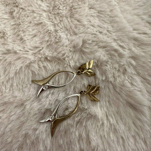 Oxette earrings like new, gold and silver with stone