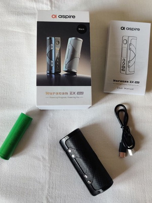 Aspire Huracan EX Mod Black with 18650 battery vape mod