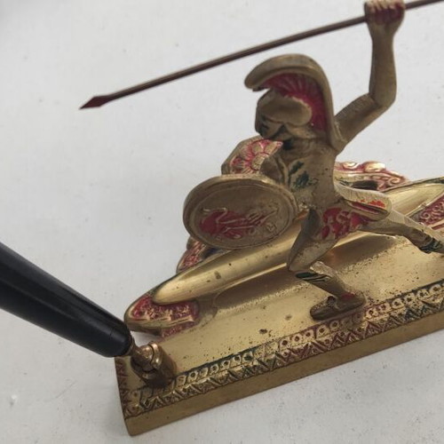 Vintage brass inkwell used