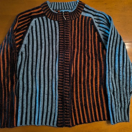 Woolen kids cardigan 12 years 152 cm like new, turquoise and orange