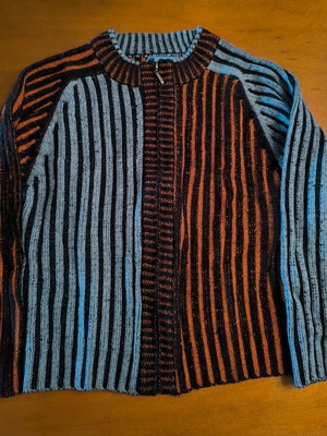 Woolen kids cardigan 12 years 152 cm like new, turquoise and orange