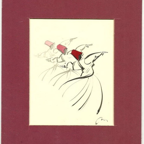 Painting "Whirling Dervishes" used, tempera