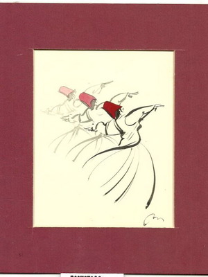 Painting "Whirling Dervishes" used, tempera