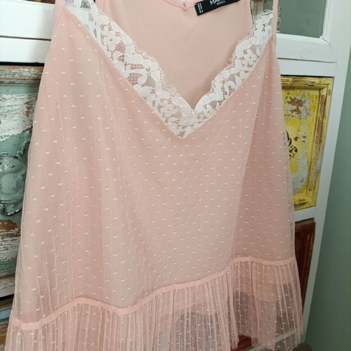Mango lingerie pink lace top