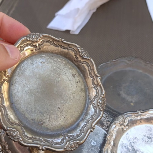 Old silver-plated coasters, set of 5
