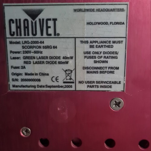 Chauvet LRG-2000-64 Scorpion 55RG-64 laser used