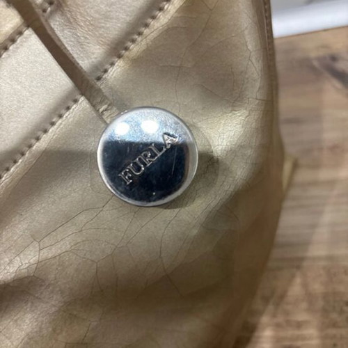 Furla handbag used, gold, Italian leather, needs repainting