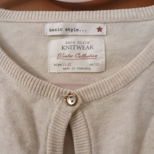 Zara Basic knitted cardigan with gold buttons like new, beige