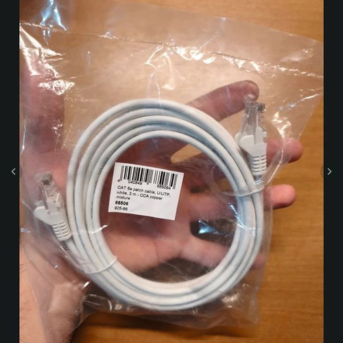 Ethernet cable 3m, white, RJ45 connectors
