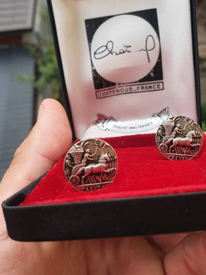 Chatenoud silver cufflinks used with antique chariot motifs