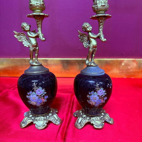 Vintage baroque candlestick used, 25 cm height