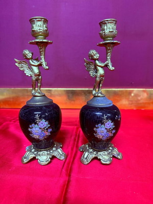 Vintage baroque candlestick used, 25 cm height