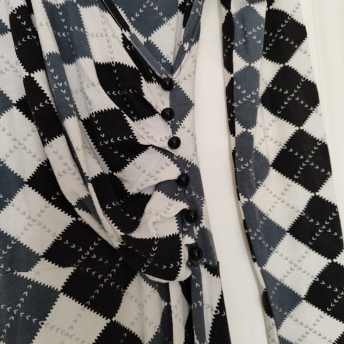 Vintage On Line long-sleeve dress S/M like new, black and white