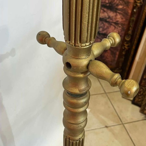 Vintage wooden coat rack used, gold tone 175x37x37 cm