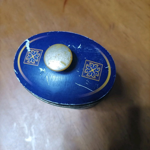 Tin coffee box used, origin Spain