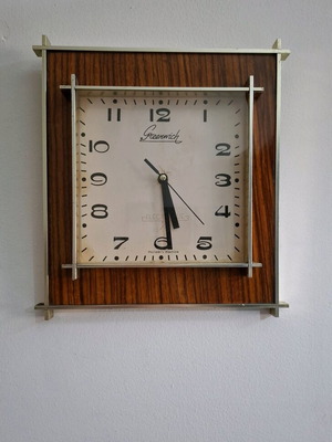 Vintage επιτοίχιο ρολόι Greenwich μεταχειρισμένο, mid-century design