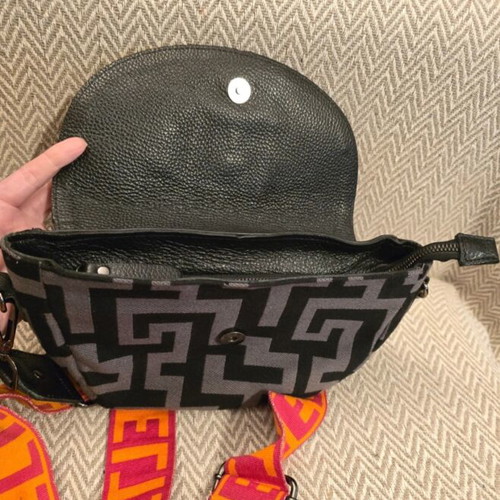 El Crossbody Bag used with geometric monogram and colorful strap