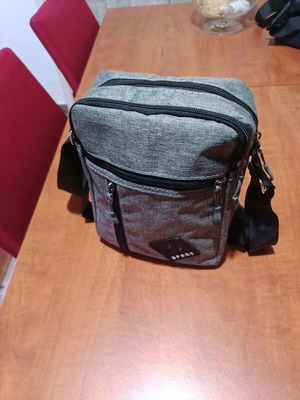 Men's shoulder bag new, grey with 4 zippered compartments