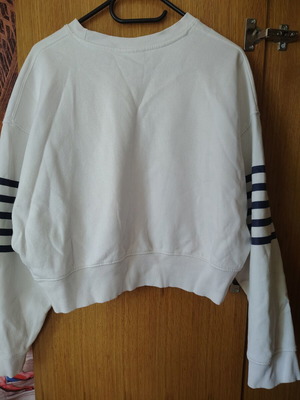 Bershka sweatshirt, white and blue, size M