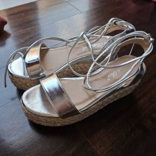 Silver sandals platform new, size 38