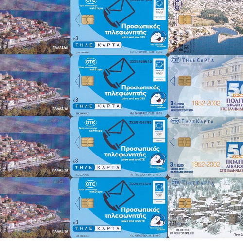 Greek phone cards used, set of 32, 2000-2002
