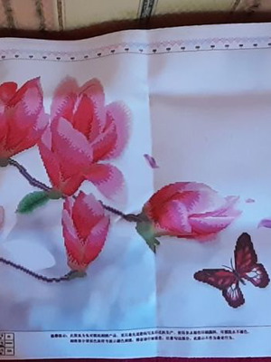 Aida stamped canvas kit Pink Magnolias in very good condition