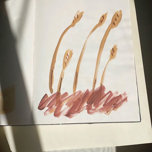 Harvest minimal abstract painting acrylic on paper new