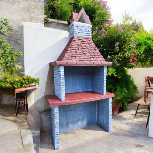 Aurelia Concrete Garden Barbecue in Gray and White, New