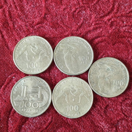 Set of 5 commemorative 100 Drachma coins 1997 & 1999, sports events