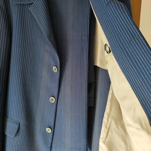 No Name striped suit used, size Large, blue