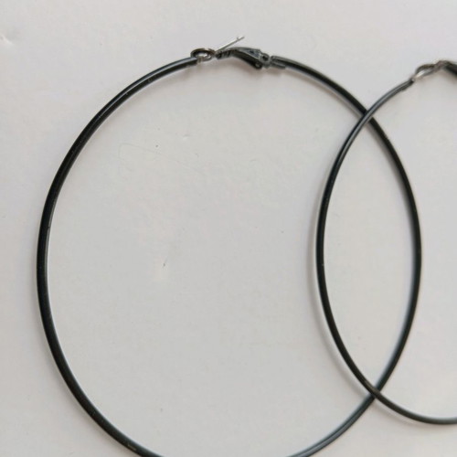 Earrings large black hoop used