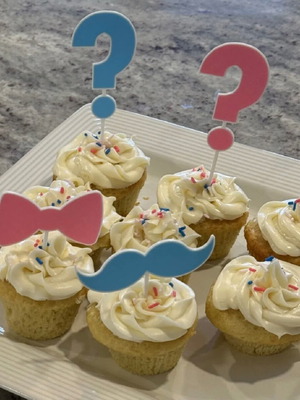 Cupcake decorations gender reveal set of 4 new