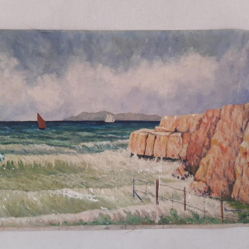 Old painting on canvas 47.5 x 34 cm used