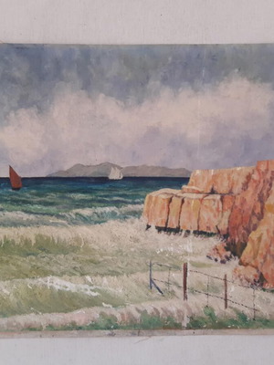 Old painting on canvas 47.5 x 34 cm used