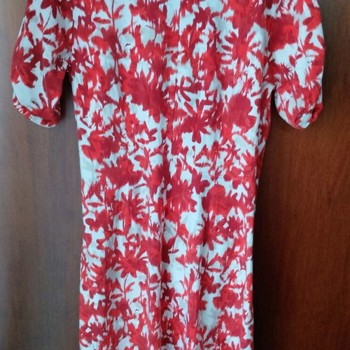 Laurel Red Floral Cotton Dress Set, wrap and slip