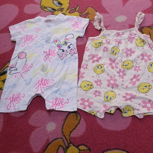 Baby summer rompers size 74 like new, pack of 2, 100% cotton