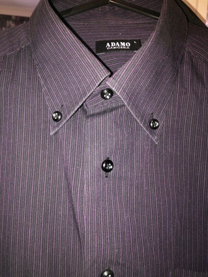 Adamo Camiceria shirt black with purple stripes size L used