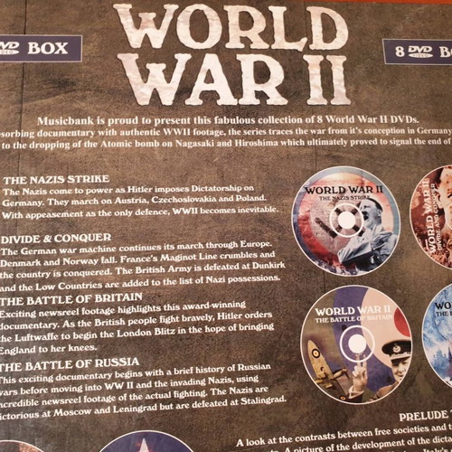 Combat WWII book set and 8 DVD collection used, English