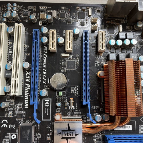 MSI X58 Platinum motherboard used, LGA 1366 DDR3 with I/O shield