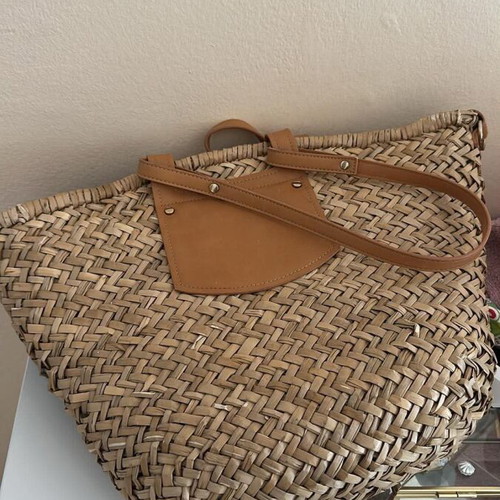 Zara straw shoulder bag like new, beige