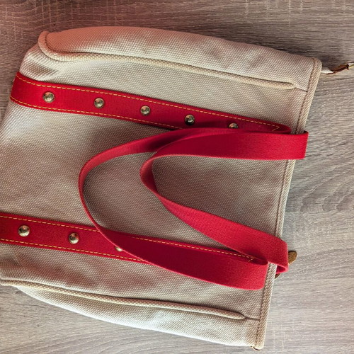 Louis Vuitton Antigua Cabas MM shoulder bag used, beige and red