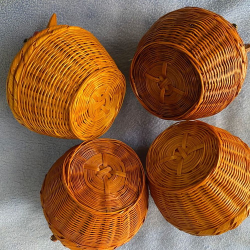 Animal ornaments set of 4, natural bamboo, handcrafted