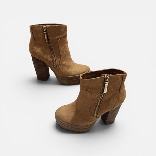 Bershka platform ankle boots beige and brown like new, size 37