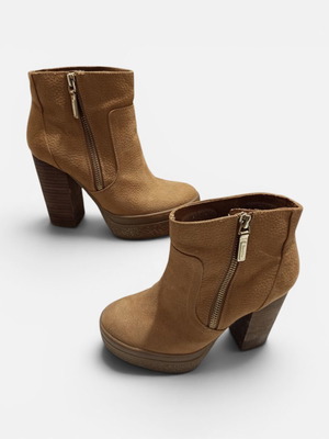 Bershka platform ankle boots beige and brown like new, size 37