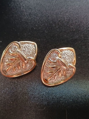 Винтидж дамски обеци с клипс сребърни с злато употребявани