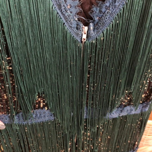 Sequin dress with fringes and sequins size M like new, green