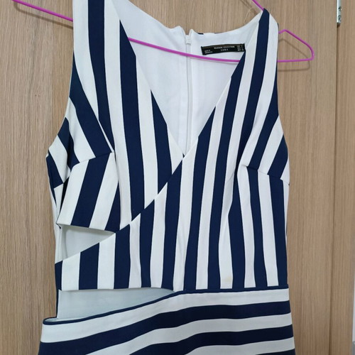 Zara dress with stripes, cutouts at waist, size small, like new